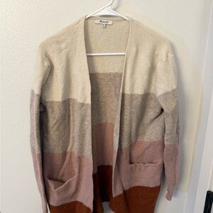 Madewell Cream and Gray Cardigan Sweater with Relaxed Fit